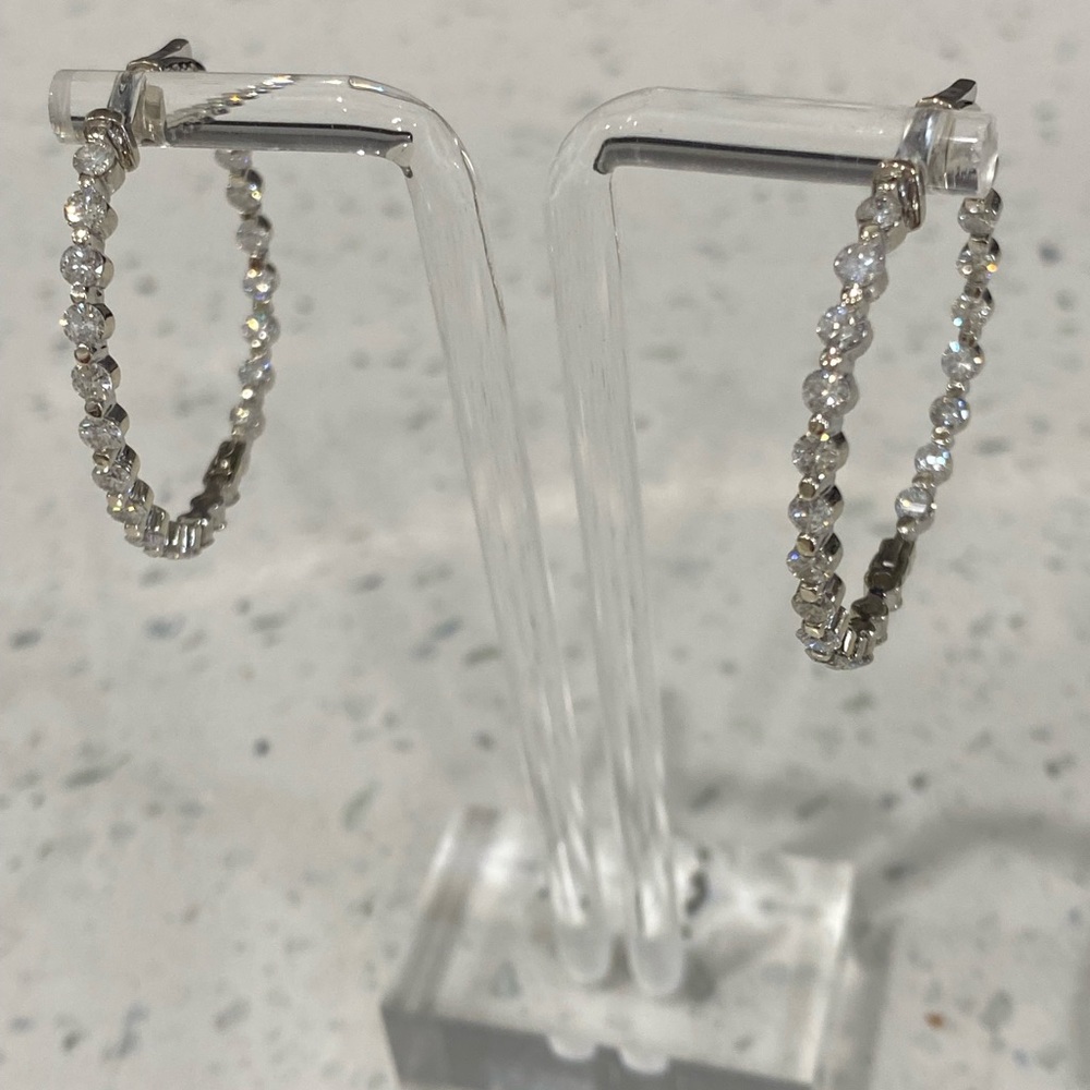 Diamond Hoops Earrings 3 CTW In 14k White Gold